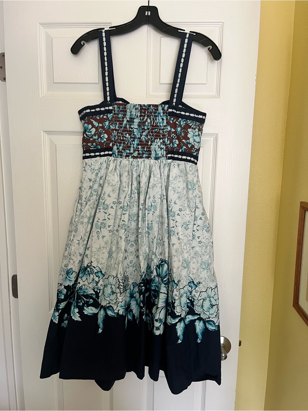 Maeve Navy, White and Brown Floral Midi Dress - Picture 6 of 9